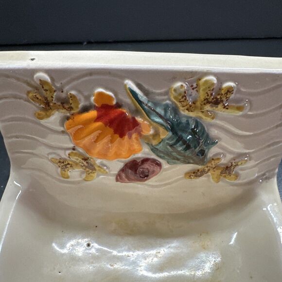 Vintage Ceramic Florida Seashell Soap Sponge Holder Trinket Dish Pottery - Picture 4 of 4